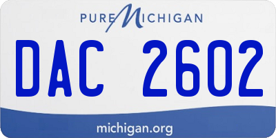 MI license plate DAC2602