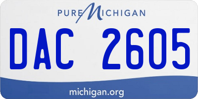 MI license plate DAC2605