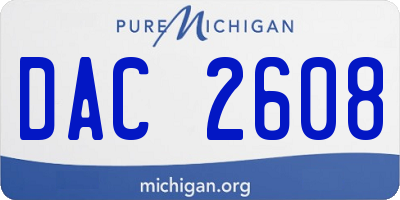 MI license plate DAC2608