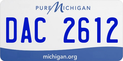 MI license plate DAC2612