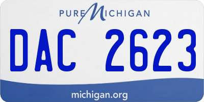 MI license plate DAC2623