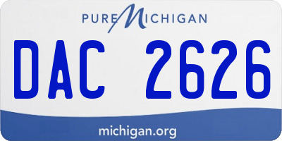 MI license plate DAC2626