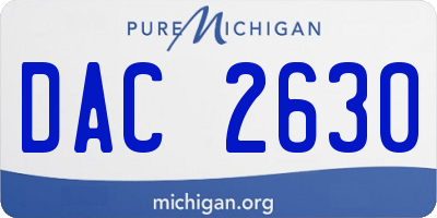 MI license plate DAC2630