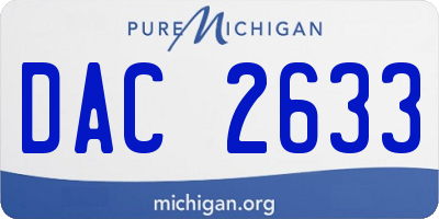 MI license plate DAC2633