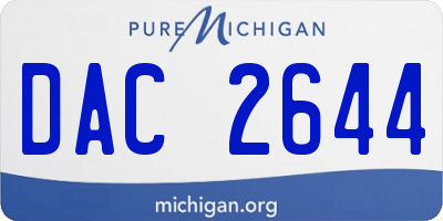 MI license plate DAC2644