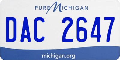 MI license plate DAC2647