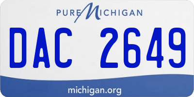 MI license plate DAC2649