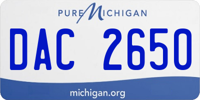 MI license plate DAC2650