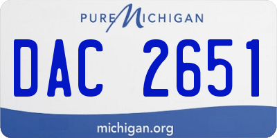 MI license plate DAC2651