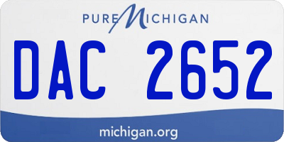 MI license plate DAC2652