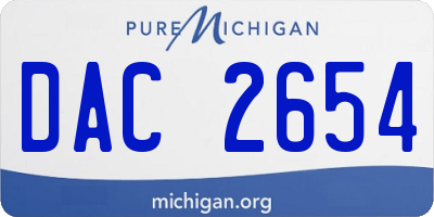 MI license plate DAC2654