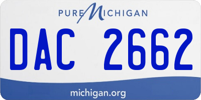 MI license plate DAC2662