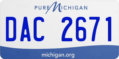 MI license plate DAC2671