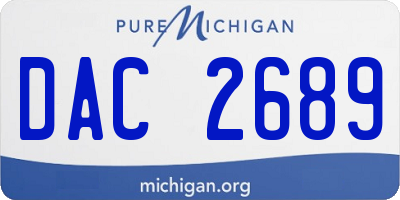 MI license plate DAC2689
