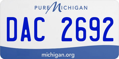 MI license plate DAC2692