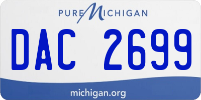 MI license plate DAC2699