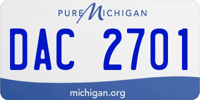 MI license plate DAC2701