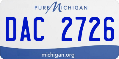 MI license plate DAC2726