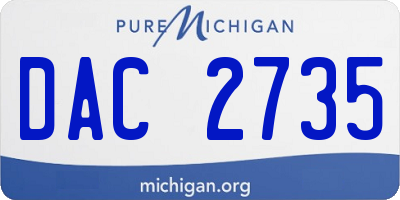 MI license plate DAC2735