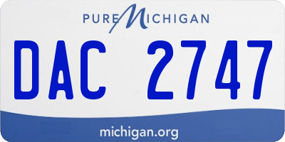 MI license plate DAC2747