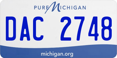 MI license plate DAC2748