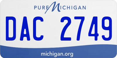 MI license plate DAC2749