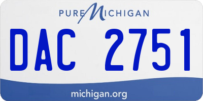 MI license plate DAC2751