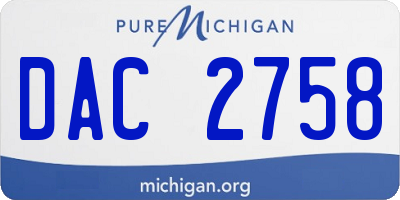 MI license plate DAC2758