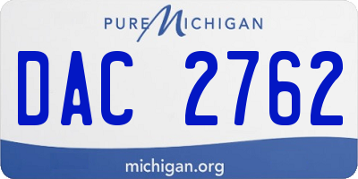 MI license plate DAC2762