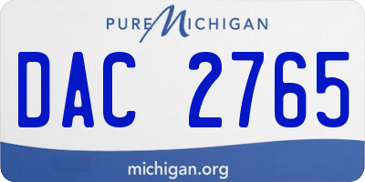 MI license plate DAC2765
