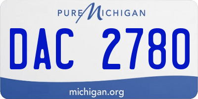 MI license plate DAC2780