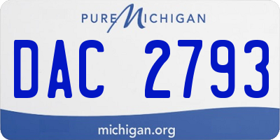 MI license plate DAC2793