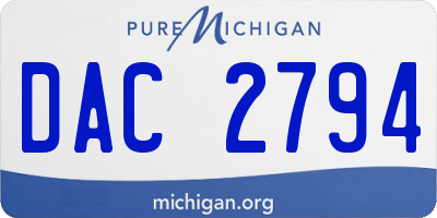 MI license plate DAC2794