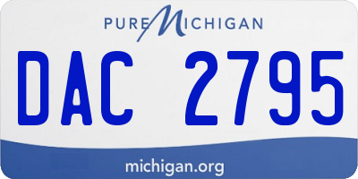 MI license plate DAC2795