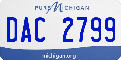 MI license plate DAC2799