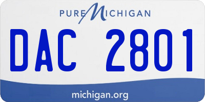 MI license plate DAC2801