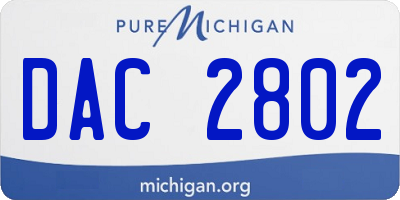 MI license plate DAC2802