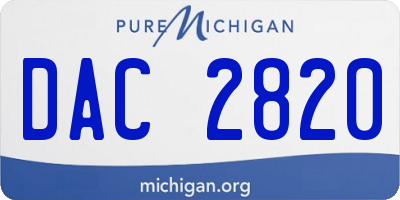 MI license plate DAC2820