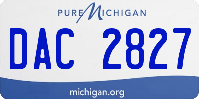 MI license plate DAC2827