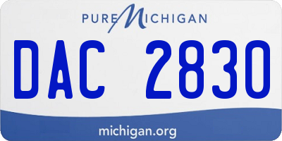 MI license plate DAC2830