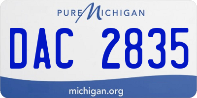 MI license plate DAC2835