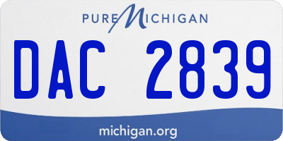 MI license plate DAC2839