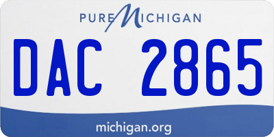 MI license plate DAC2865