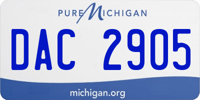 MI license plate DAC2905
