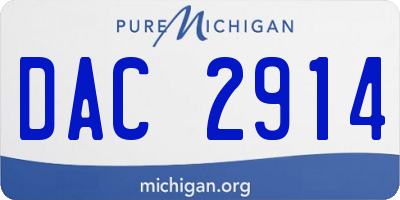 MI license plate DAC2914