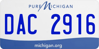 MI license plate DAC2916