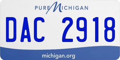 MI license plate DAC2918