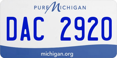 MI license plate DAC2920