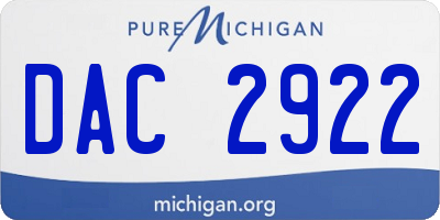 MI license plate DAC2922