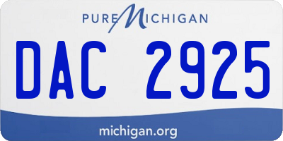 MI license plate DAC2925